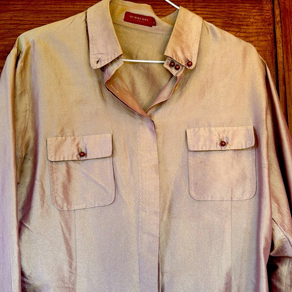 Silk Tan Button-Up Shirt